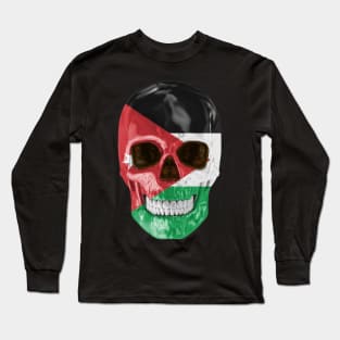 Jordan Flag Skull - Gift for Jordanian With Roots From Jordan Long Sleeve T-Shirt